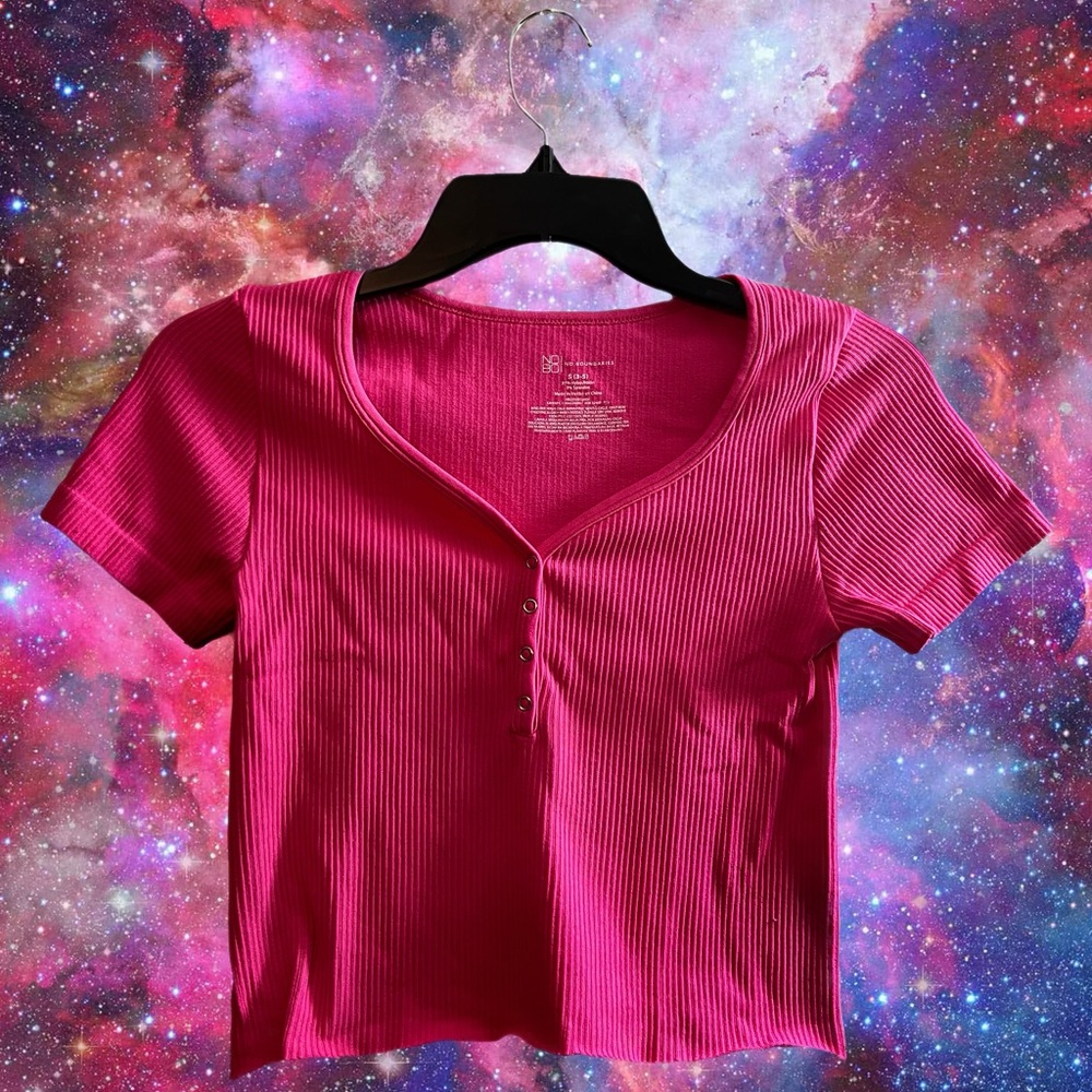 CROPPED PINK RIBBED TEE💗